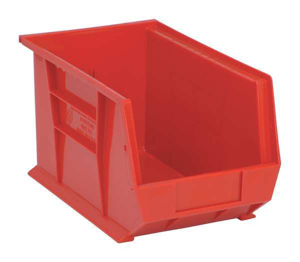 Hang & Stack Storage Bin, Red, Polypropylene, 13 5/8 in L x 8 1/4 in W x 8 in H