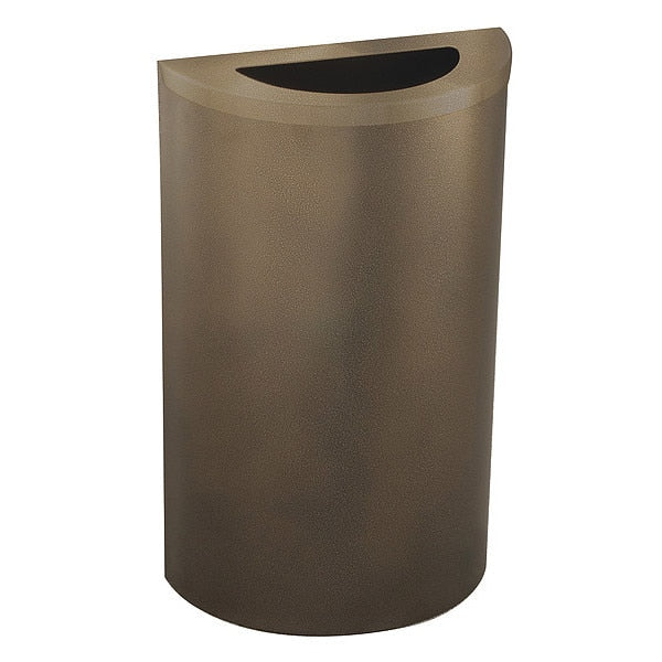 14 gal Half-Round Trash Can, Bronze Vein, 18 in Dia, None, Steel