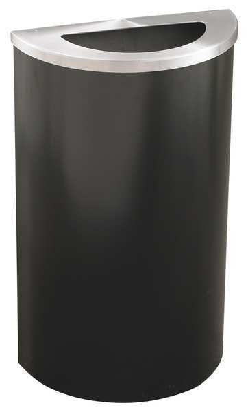 14 gal Half-Round Trash Can, Satin Black/Satin Aluminum, 18