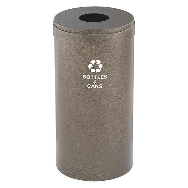 23 gal Round Recycling Bin, Open Top, Bronze Vein, Steel, 1 Openings