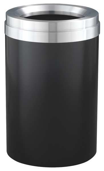 41 gal Round Trash Can, Satin Black/Satin Aluminum, 20