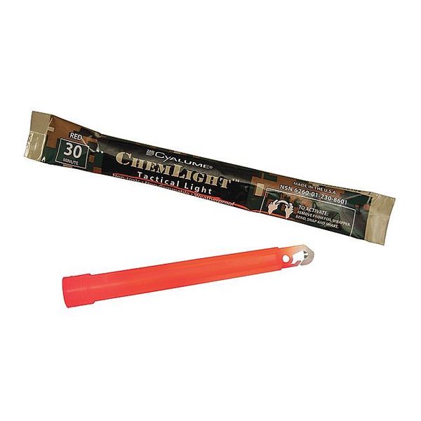 Lightstick, Red, 1/2 hr., 6 in. L, PK500
