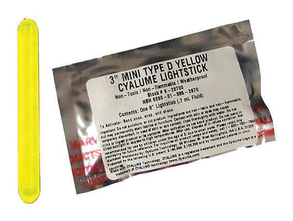 Lightstick, Yellow, 4 hr., 3 in. L, PK25