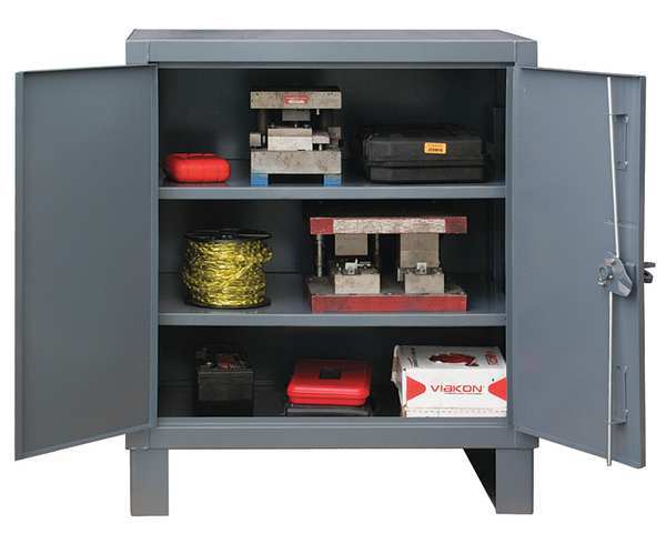 14 ga. ga. Steel Storage Cabinet, 36 in W, 42 in H, Stationary