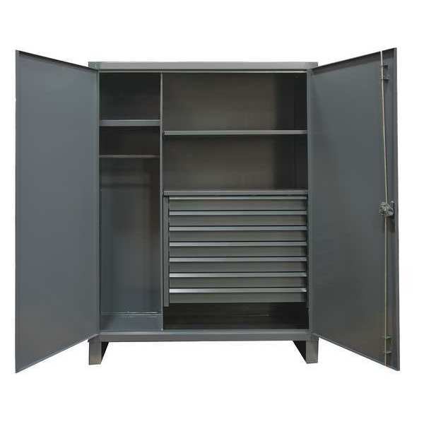 12 ga. ga. Steel Storage Cabinet, 36 in W, 78 in H, Stationary