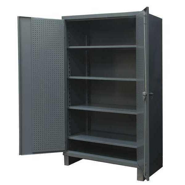 12 ga. ga. Steel Pegboard Storage Cabinet, 36 in W, 78 in H, Stationary