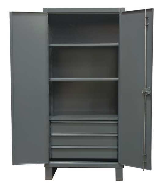 12 ga. ga. Steel Storage Cabinet, 36 in W, 78 in H, Stationary