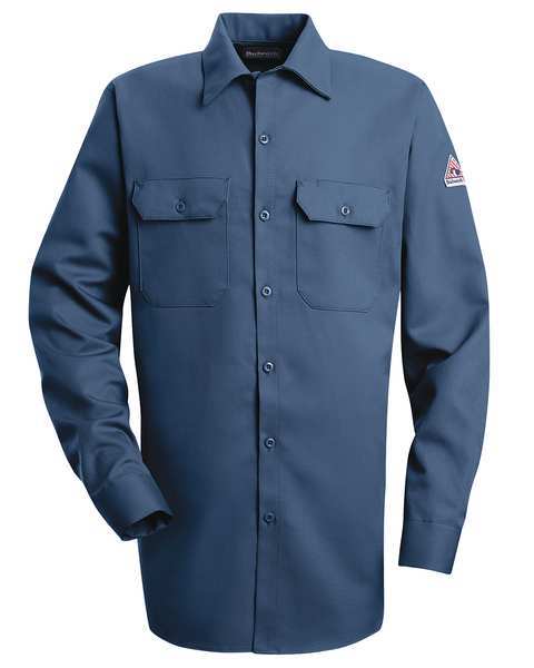 Flame Resistant Collared Shirt, Navy, ExcelFR(R), 88%, LT