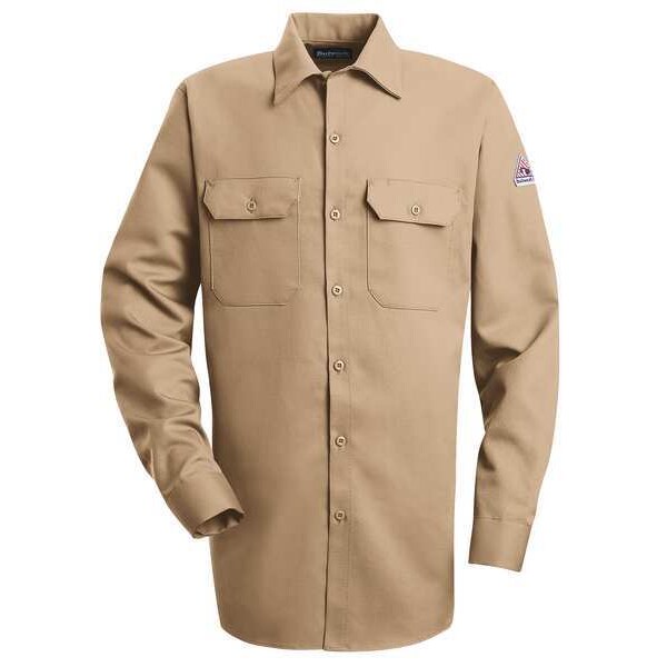 Flame Resistant Collared Shirt, Khaki, ExcelFR(R), 88%, 3XL