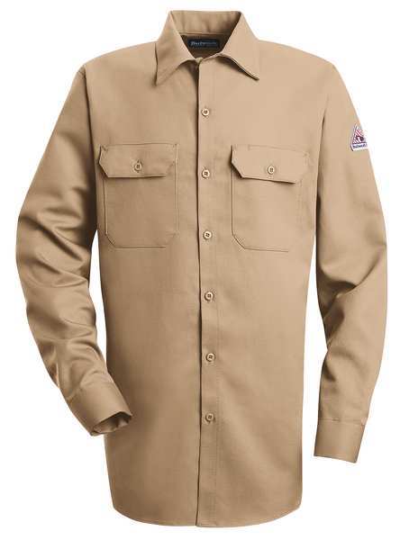 Flame Resistant Collared Shirt, Khaki, ExcelFR(R), 88%, 2XLT