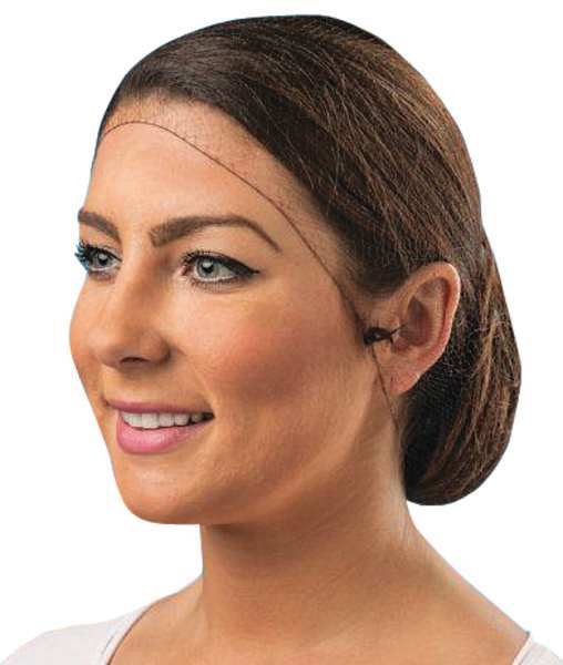 Hairnet, L, 26-1/2in dia, Nylon, Brown, PK144