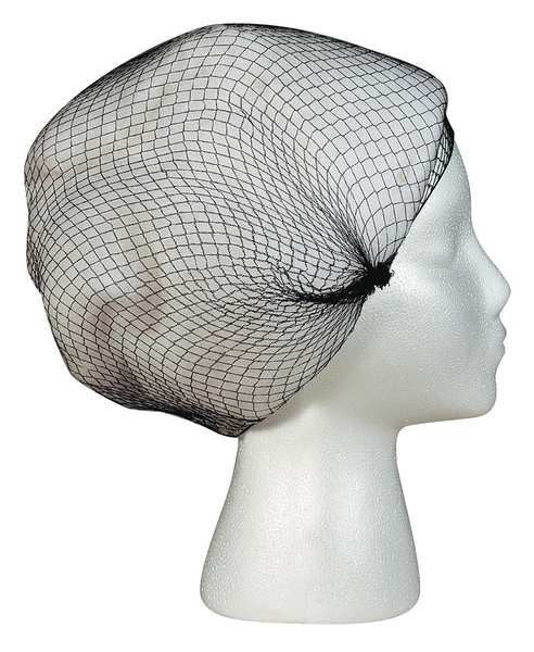 Hairnet, L, 24 in. dia., Nylon, Black, PK144