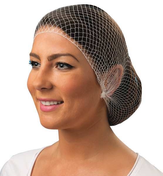 Hairnet, L, 24 in. dia., Nylon, White, PK144