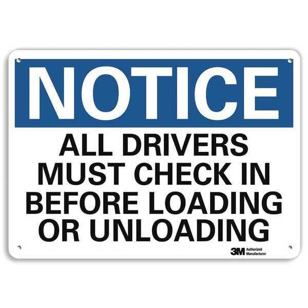 Notice Sign, 10 in H, 14 in W, Plastic, Horizontal Rectangle, English, U5-1039-NP_14X10