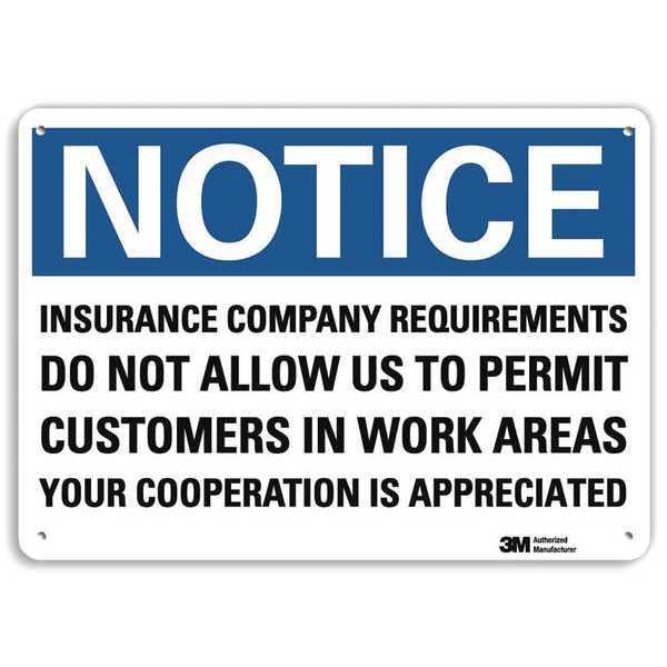 Notice Sign, 10 in H, 14 in W, Plastic, Horizontal Rectangle, English, U5-1276-NP_14X10