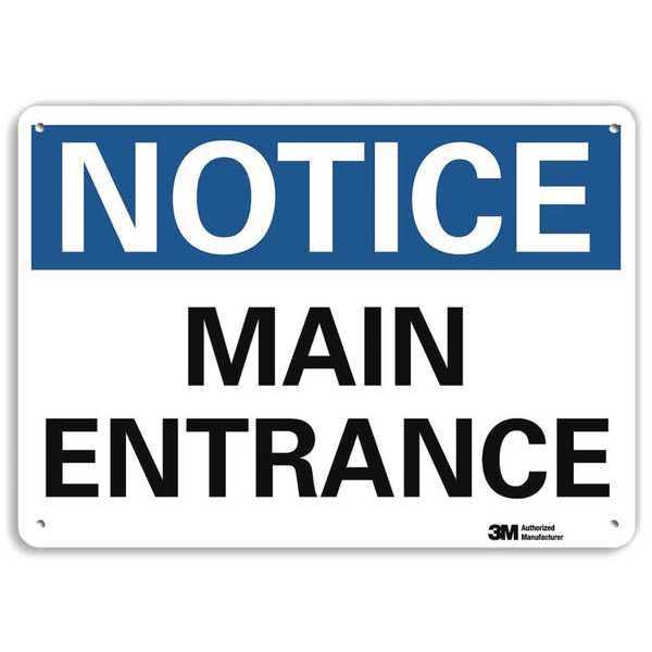 Entrance Sign, 10 in H, 14 in W, Plastic, Horizontal Rectangle, English, U5-1313-NP_14X10