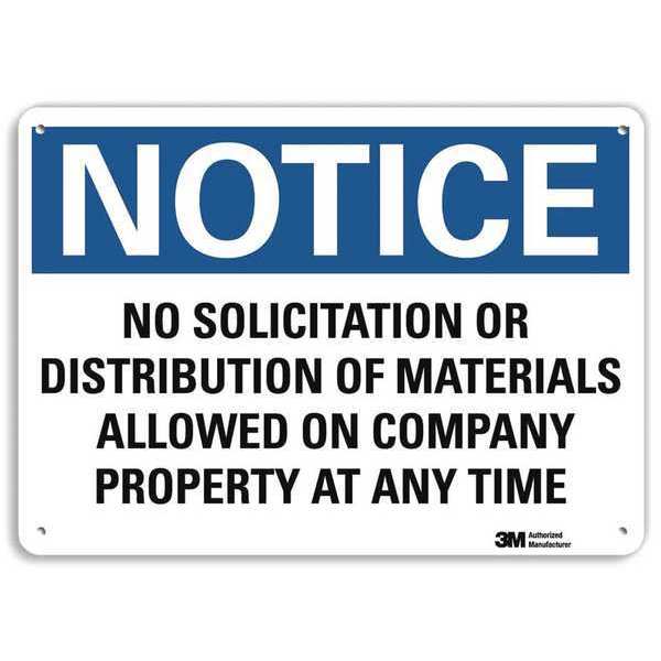 Notice Sign, 7 in H, 10 in W, Plastic, Vertical Rectangle, English, U5-1412-NP_10X7