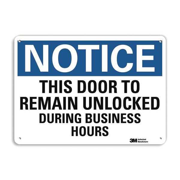 Notice Sign, 10 in H, 14 in W, Plastic, Horizontal Rectangle, English, U5-1554-NP_14X10