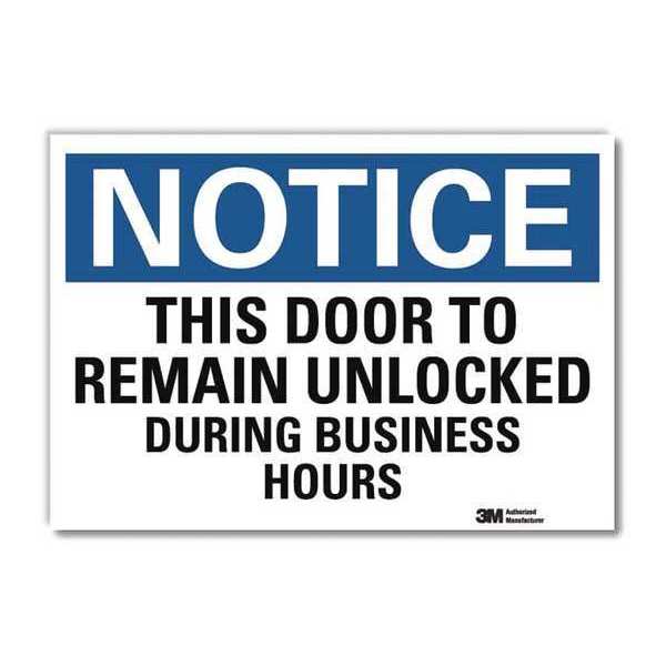 Notice Sign, 5 in H, 7 in W, Reflective Sheeting, Horizontal Rectangle, English, U5-1554-RD_7X5