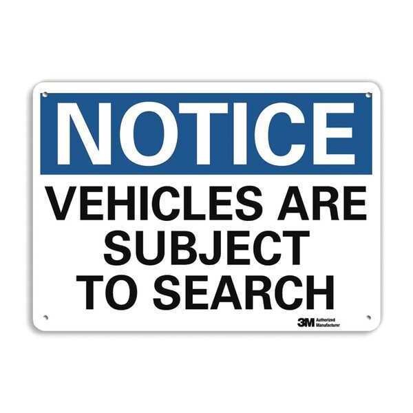 Notice Sign, 7 in H, 10 in W, Plastic, Vertical Rectangle, English, U5-1597-NP_10X7