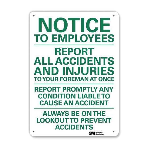 Safety Sign, 10 in Height, 7 in Width, Plastic, Horizontal Rectangle, English