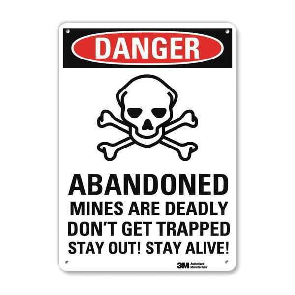 Danger Sign, 10 in H, 7 in W, Plastic, Horizontal Rectangle, English, U3-1082-NP_7X10
