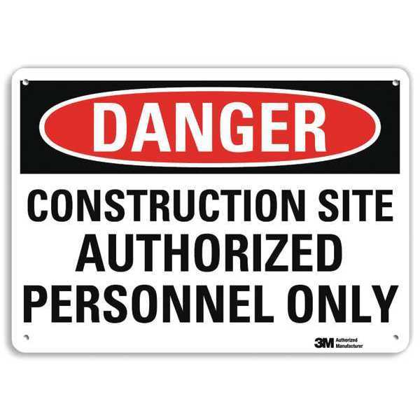 Danger Sign, 10 in H, 14 in W, Aluminum, Vertical Rectangle, English, U3-1248-RA_14X10