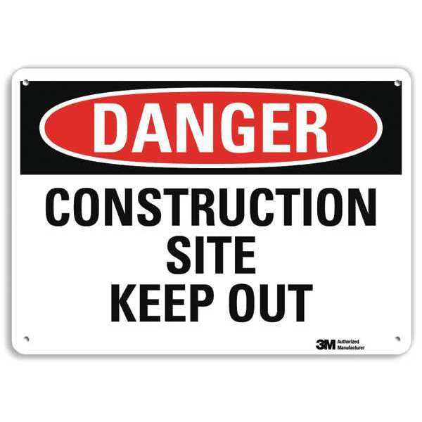 Danger Sign, 7 in Height, 10 in Width, Plastic, Vertical Rectangle, English