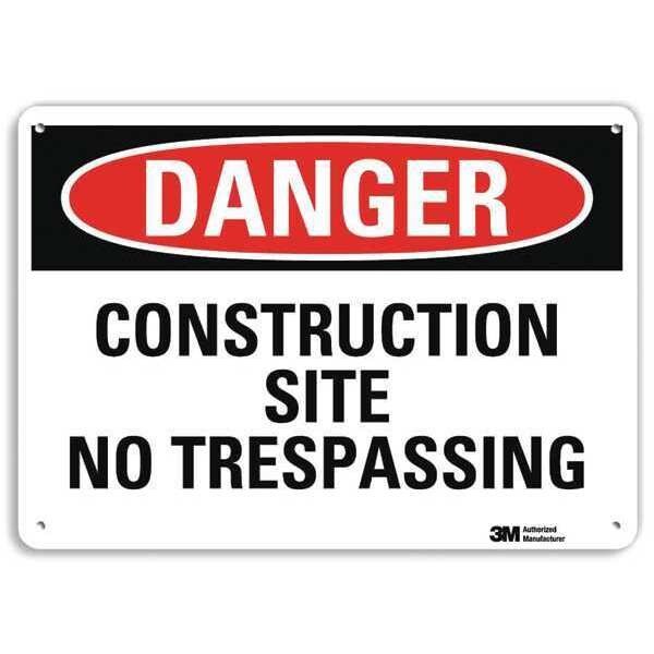 Danger Sign, 10 in H, 14 in W, Aluminum, Vertical Rectangle, English, U3-1250-RA_14X10
