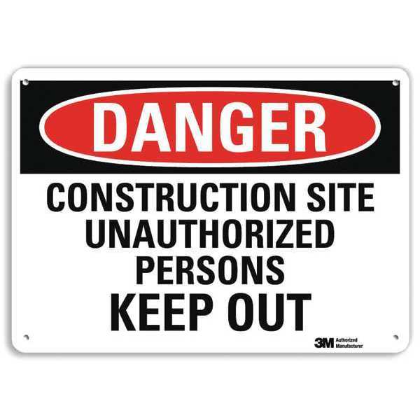 Danger Sign, 7 in Height, 10 in Width, Plastic, Vertical Rectangle, English