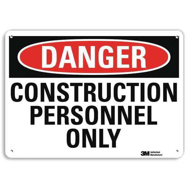Danger Sign, 10 in Height, 14 in Width, Aluminum, Vertical Rectangle, English