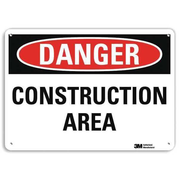 Danger Sign, 10 in Height, 14 in Width, Aluminum, Vertical Rectangle, English