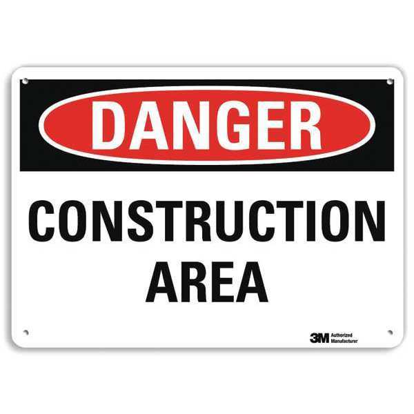 Danger Sign, 10 in Height, 14 in Width, Plastic, Horizontal Rectangle, English
