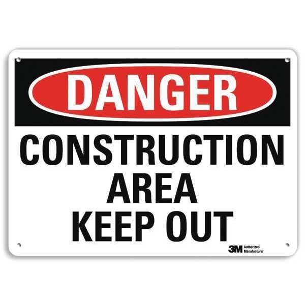 Danger Sign, 10 in H, 14 in W, Non-PVC Polymer, Horizontal Rectangle, English, U3-1244-RA_14X10