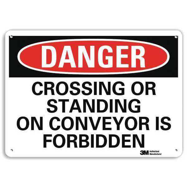 Danger Sign, 10 in Height, 14 in Width, Aluminum, Vertical Rectangle, English