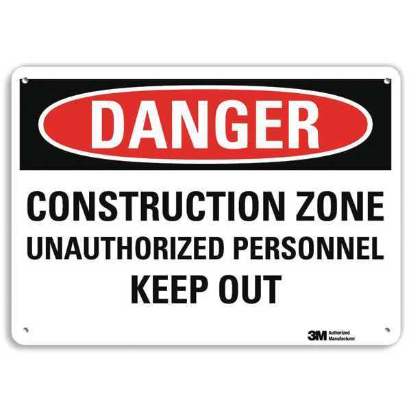 Danger Sign, 7 in Height, 10 in Width, Plastic, Vertical Rectangle, English