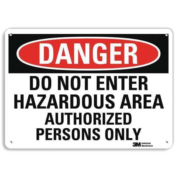 Danger Sign, 10 in H, 14 in W, Aluminum, Vertical Rectangle, English, U3-1320-RA_14X10