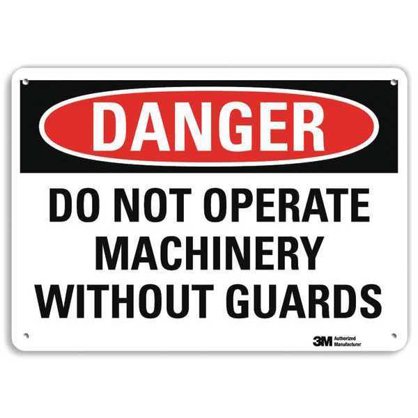 Danger Sign, 10 in Height, 14 in Width, Aluminum, Horizontal Rectangle, English