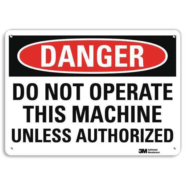 Danger Sign, 10 in Height, 14 in Width, Aluminum, Horizontal Rectangle, English