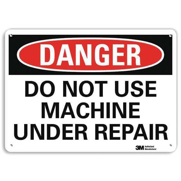 Danger Sign, 10 in Height, 14 in Width, Aluminum, Horizontal Rectangle, English