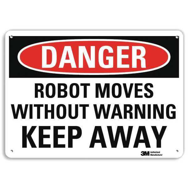 Danger Sign, 10 in Height, 14 in Width, Plastic, Horizontal Rectangle, English