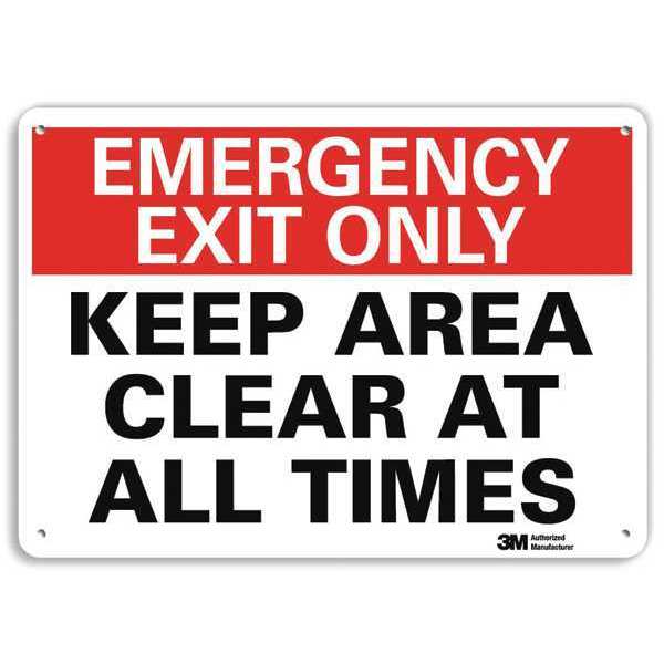 Emergency Sign, 10 in x 14 in, Plastic