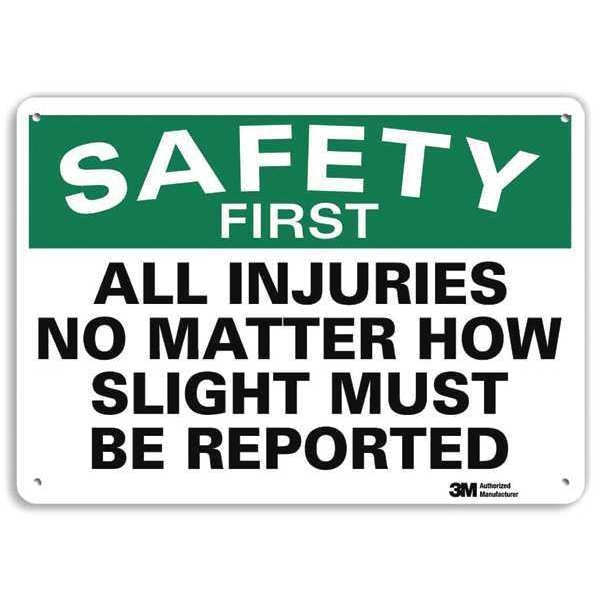 Safety Sign, 7 in H, 10 in W, Plastic, Vertical Rectangle, English, U7-1161-NP_10X7