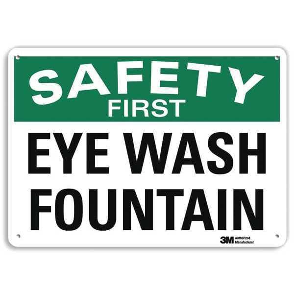 Eye Wash Sign, 7 in H, 10 in W, Plastic, Vertical Rectangle, English, U7-1196-NP_10X7