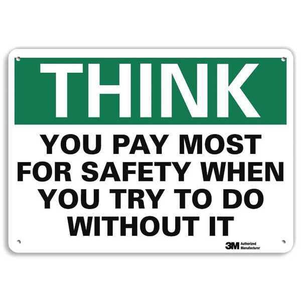 Think Sign, 7 in H, 10 in W, Aluminum, Vertical Rectangle, English, U7-1351-NA_10x7