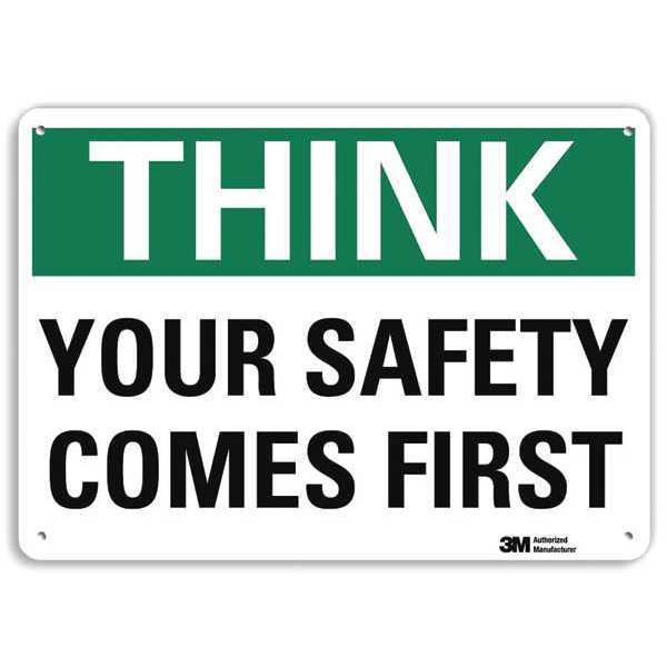Think Sign, 10 in H, 14 in W, Aluminum, English, U7-1352-NA_14x10