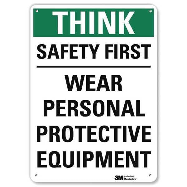 Think Sign, 10 in Height, 7 in Width, Aluminum, Horizontal Rectangle, English