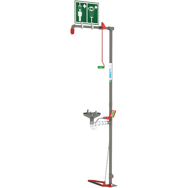 Floor Mounted Shower with Eye/Face Wash Stainless Steel