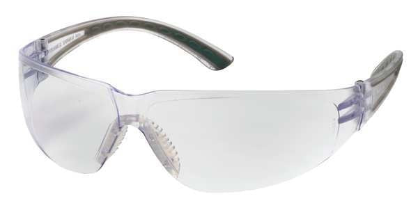 Safety Glasses, Wraparound Clear Polycarbonate Lens, Scratch-Resistant