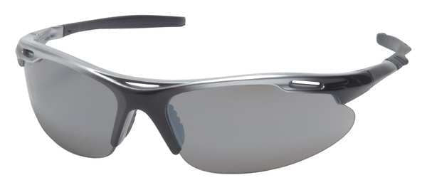 Safety Glasses, Wraparound Silver Mirror Polycarbonate Lens, Scratch-Resistant